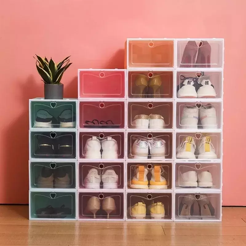 Scatola per scarpe da 1 pezzo con cassetto trasparente scatola per scarpe da ginnastica per bambini da donna trasparente organizzatore per la conservazione dei calzini in PP per la casa