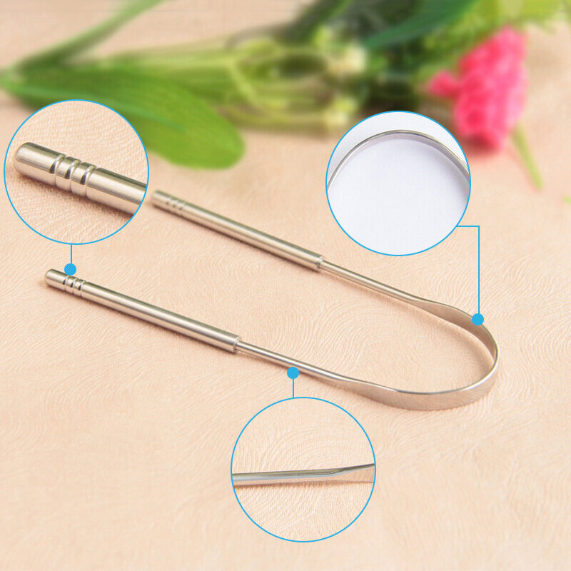 High Quality Stainless Steel Tongue Scraper Cleaner Fresh Breath Cleaning Coated Tongue Toothbrush Oral Hygiene Care Tools