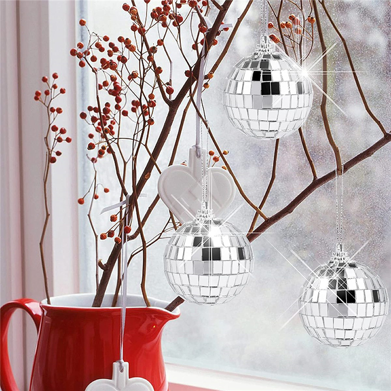 30 buah bola cermin disko 2 inci bola gantung cermin reflektif untuk dekorasi rumah pesta pohon Natal