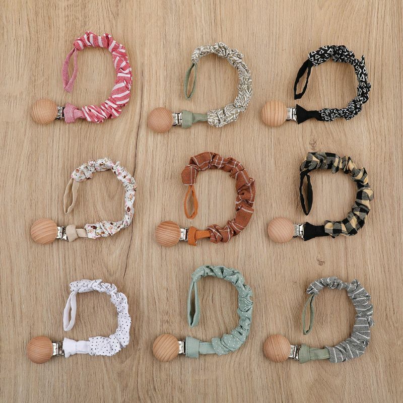 Baby Printing Pacifier Clip Chain Holder Cotton Soother Pacifier Clip Handmade Nipple Holder for Infant Oral Nursing