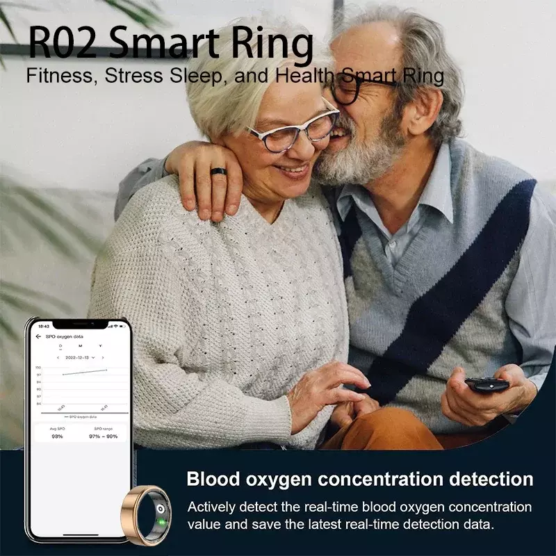 Inteligentny pierścień 2024 dla mężczyzn i kobiet - krokomierz, monitor aktywności Bluetooth, monitor snu - wodoodporne akcesorium modowe IP68