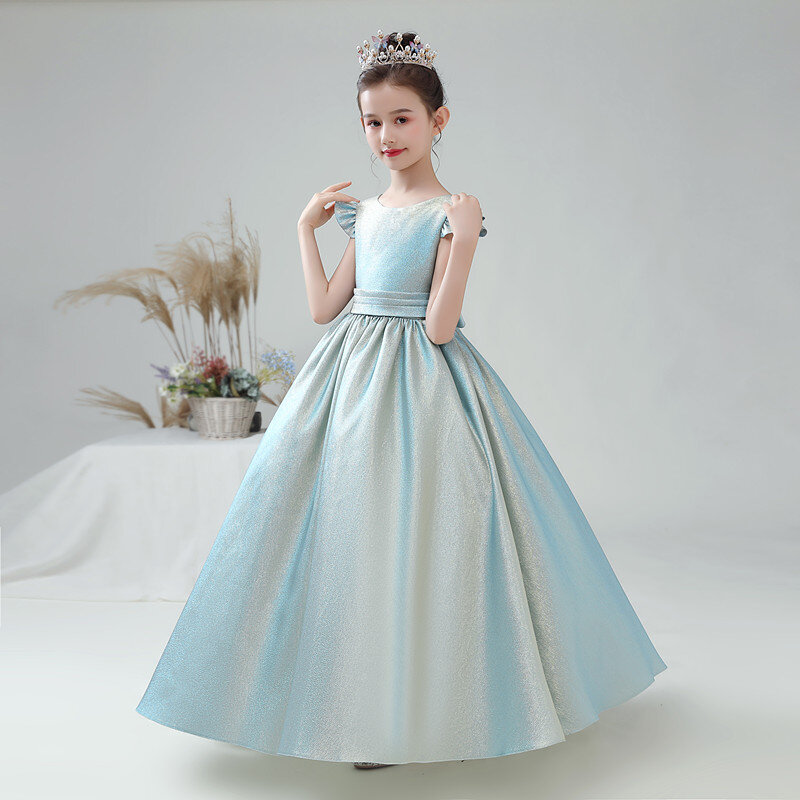 Dideyttawl Girls Birthday Party Gown 2024 Princess Pageant Ball Gown Glitter Satin Flower Girl Dress Junior Bridesmaid