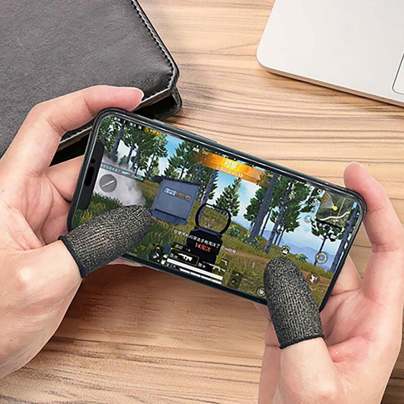 1 Pair Game Finger Cots Touch Screen Finger Sleeves Non-Scratch Nylon Fiber Mobile Game Finger Cots for Entertainment Game Sport