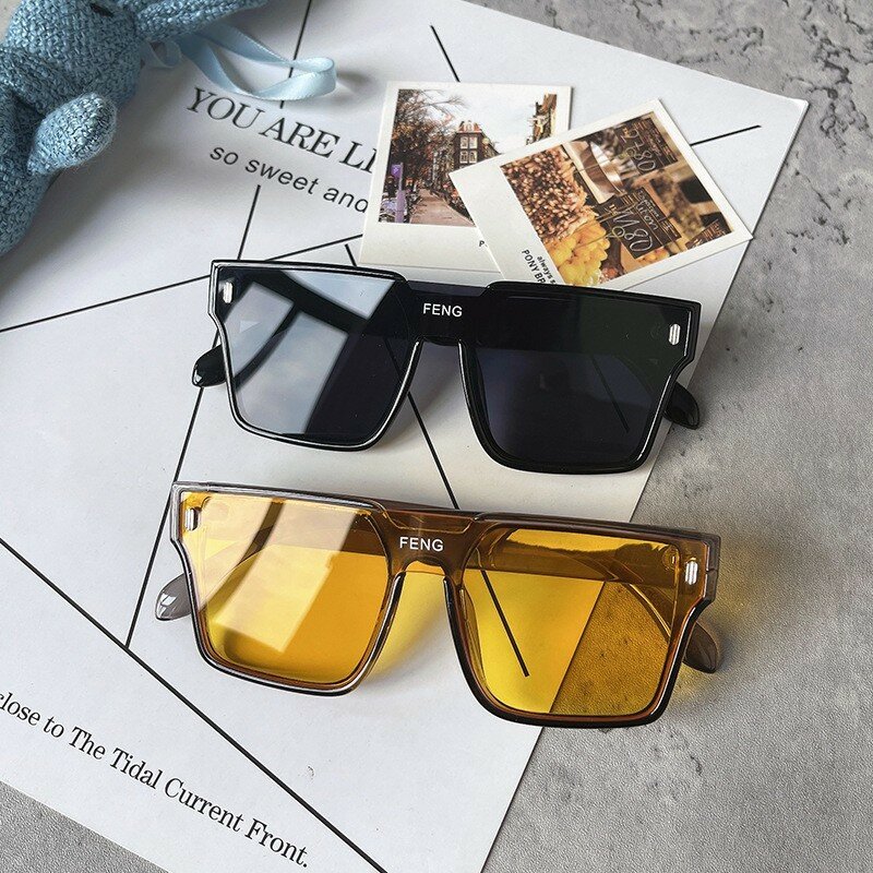 2024 Fashion Oversized Square One-piece Sunglasses Women Retro Mirror Lens Eyewear Shades UV400 Men Punk Sun Glasses