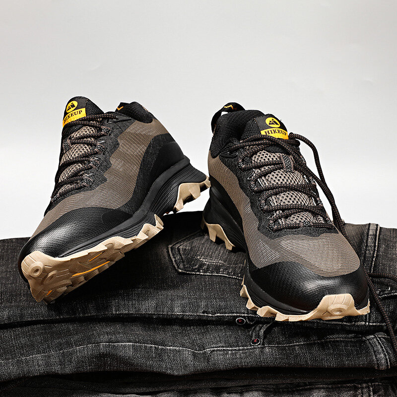 HIKEUP Уличная обувь для бега для мужчин и женщин противоскользящая походная Спортивная Тропа для кемпинга Мужская безопасная обувь удобные треккинговые кроссовки
