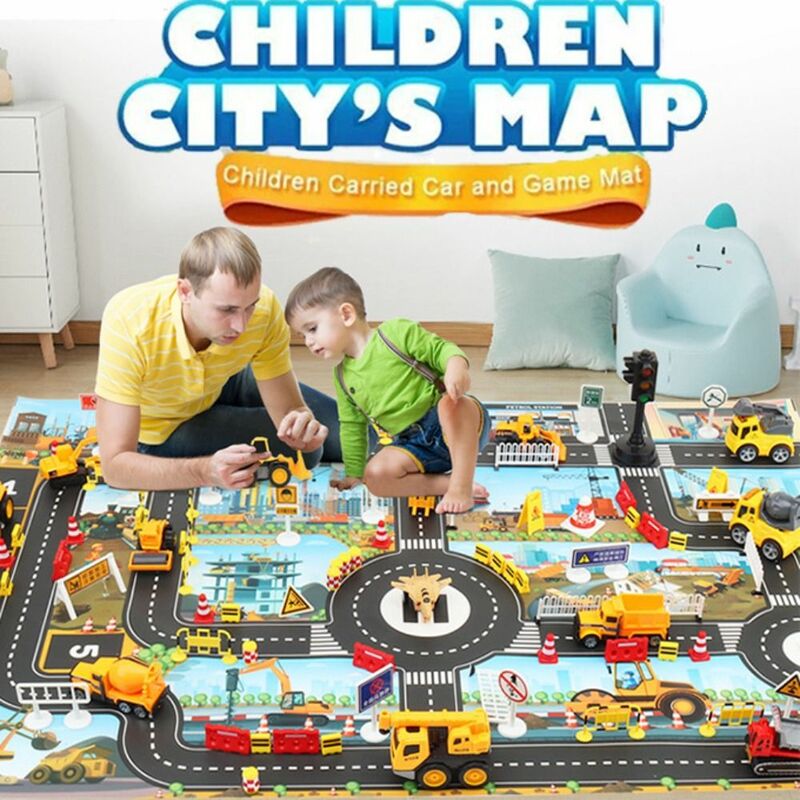 Carte de stationnement d'ingénierie pour enfants, polymère de route, tapis de jeu Playvirus de dessin animé, jouets pour garçons et filles, jeux pour enfants