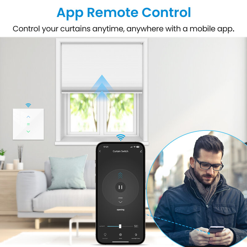 LoraTap-Interruptor de persiana enrollable para Motor automático de cortina, Control remoto por voz, aplicación Tuya Smart Life, Google Home, Alexa