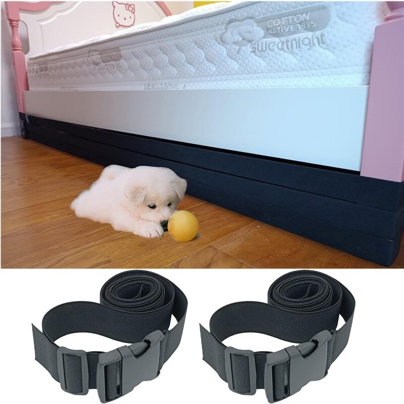 2 PC Under Bed Blocker for Pets Toy Blocker Under Couch Adjustable Elastic Gap Bumper Stopper Guards Stop Toys Going Under Sofa