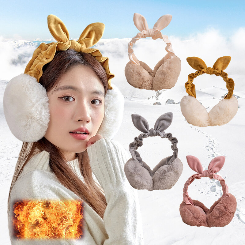Fashion Autumn Winter Earmuffs Women Men Ear Warmer Plush Solid Color Adjustable Foldable Ear Muffs Earflap Earmuffs