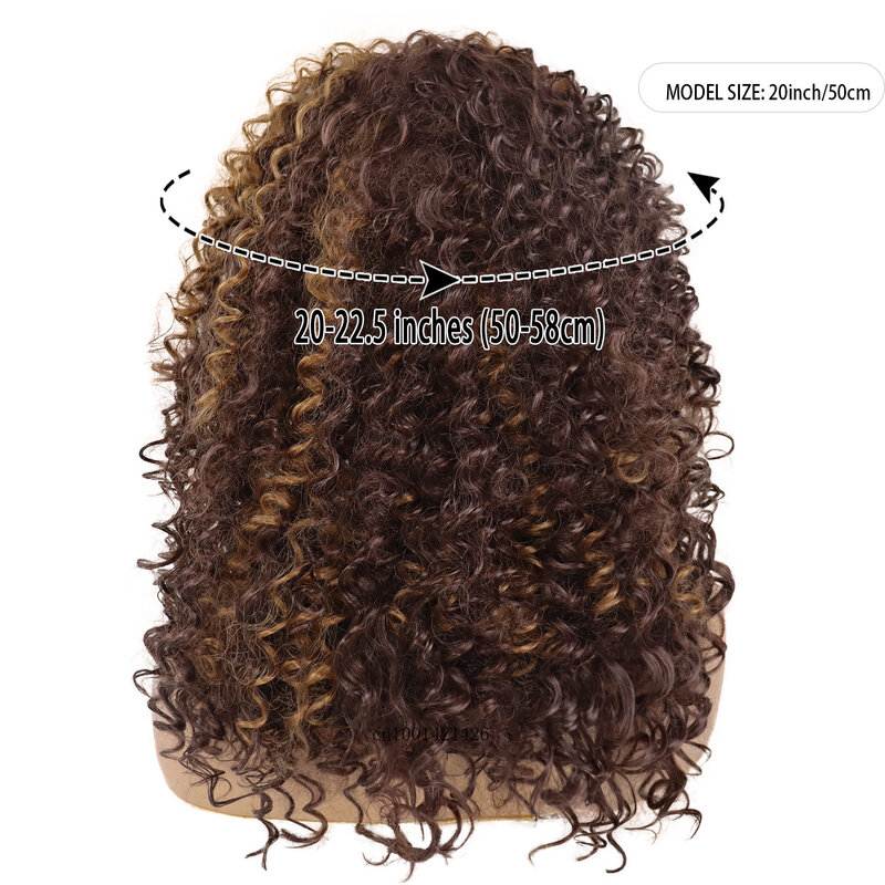 Syntheitc-Perruque afro bouclée avec frange pour femmes noires, fibre haute température, perruque féminine, style décontracté naturel, 03 Mommy