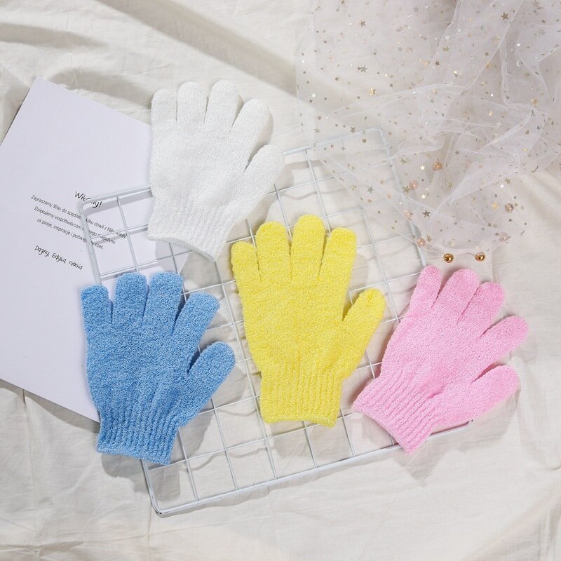 Moda nowe rękawiczki kąpielowe pięć palców prysznic złuszczający mycie dla skóry Spa masaż peeling rękawica peelingująca rękawica