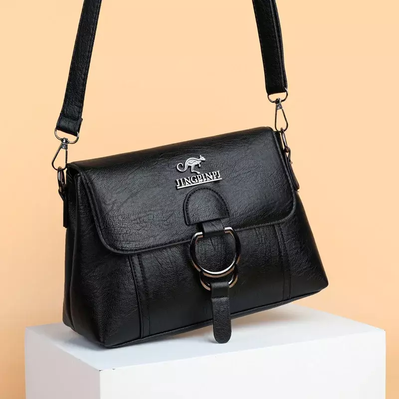 Tas wanita kulit PU kasual, tas wanita mode, sederhana, tas selempang, dompet, kulit PU, tas tangan ibu wanita, desain mewah