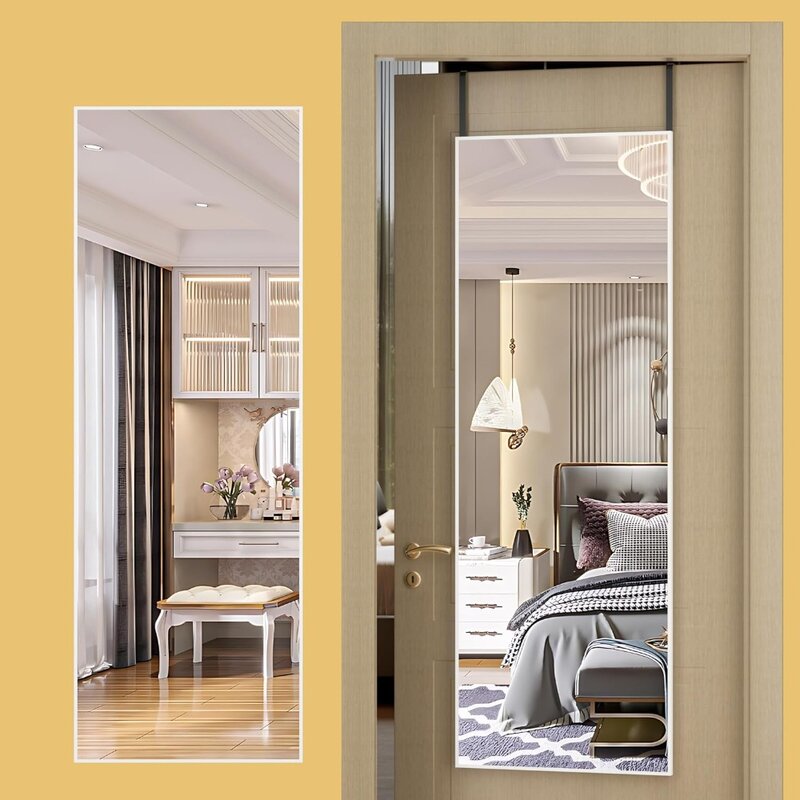 Hasipu Lustro drzwiowe pełnej długości, 51 x 16 cali Lustro ścienne nad drzwiami Wiszące lustro do sypialni, salonu
