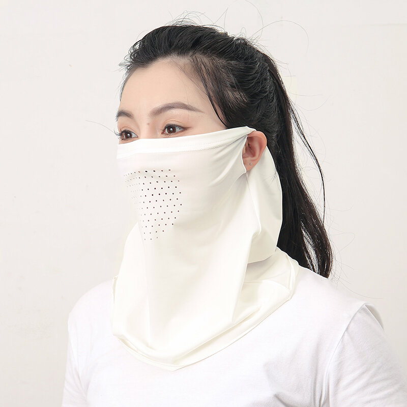 New Sun Protective Neck Scarf Full Protection Mask Women Solid Color Opening Breathable Facemask for Outdoors Fishing 34*30cm