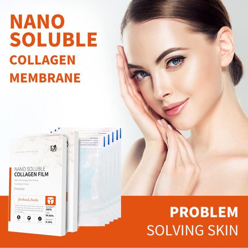 Nano collagene Film solubile carta maschera facciale solubile idratante Anti invecchiamento cura occhiaie sollevamento rimuovere rughe cura della pelle
