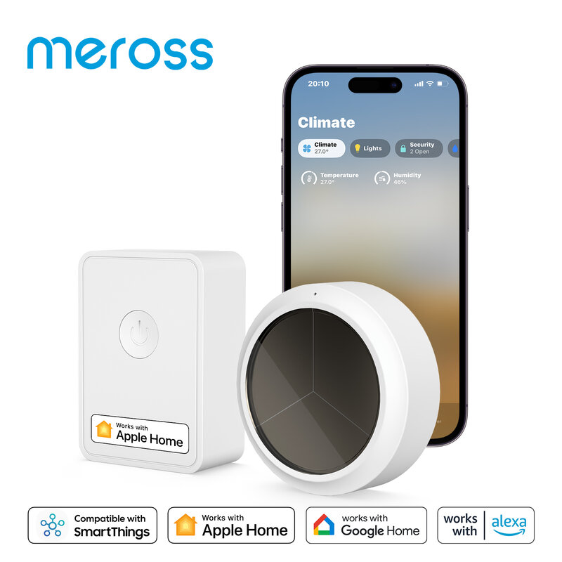 Meross-Sensor inteligente de humedad y temperatura para interiores, higrómetro con WiFi, Monitor remoto, compatible con Alexa y Google SmartThings