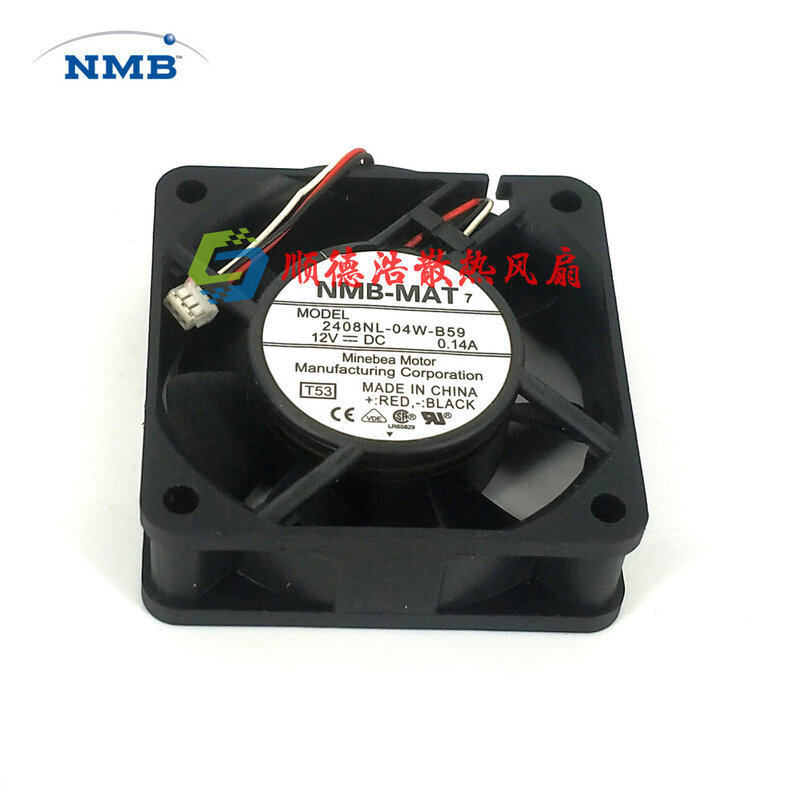 NMB 2408NL-04W-B59 T53 DC 12V 0.14A 60x60x20mm 3-Wire Server Cooling Fan