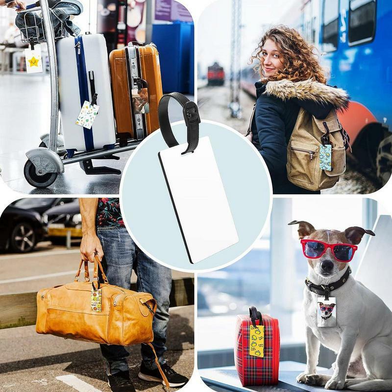 Sublimation Suitcase Tags 10pcs Sturdy Lightweight MDF Sublimation Tags Multi-use Double-Sided Printing Luggage Tags Suitcase