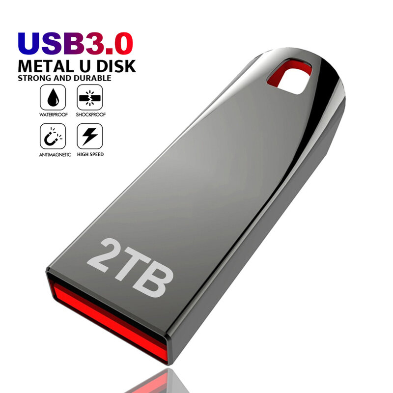 Metal USB 3.0 Pen Drive, Flash Drives, Pendrive de alta velocidade, SSD portátil, Memória USB Flash Disk, Frete Grátis, 1TB, 2TB, 512GB