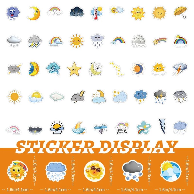 만화 날씨 밈 그래피티 스티커, 귀여운 여행 스케이트보드 여행 가방, 기타 수하물 노트북, 아이용 재미있는 스티커, 100 개