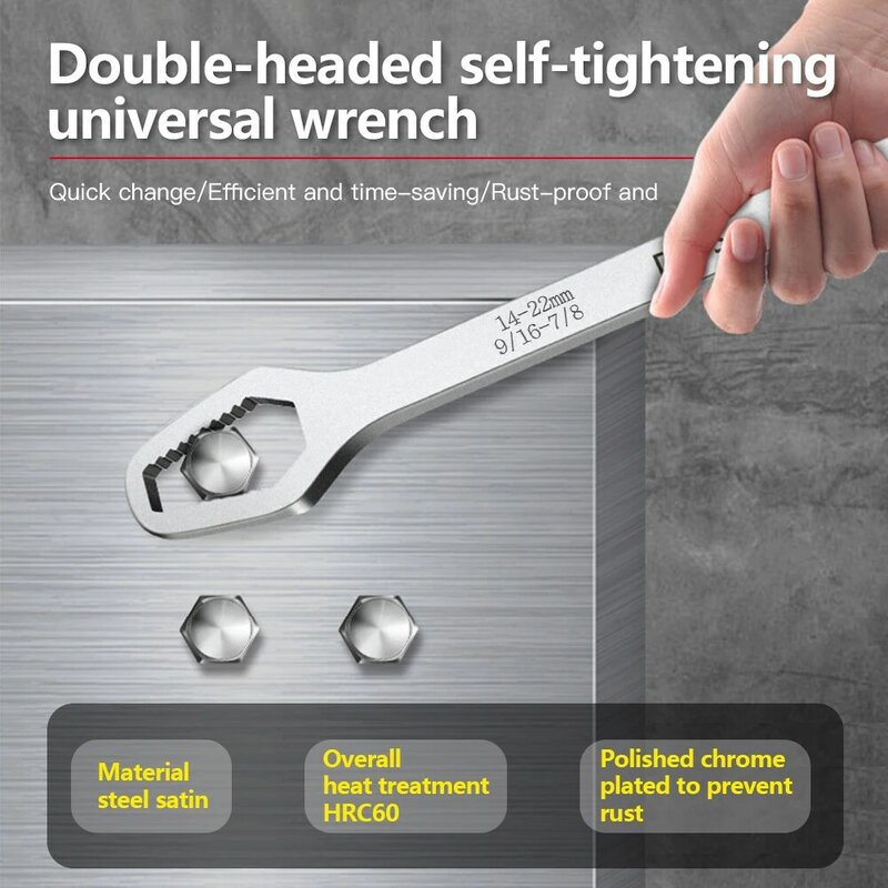 Kunci Torx Universal 8-22Mm Alat Tangan Kunci Pas Kacamata Dapat Disesuaikan Pengencang Diri Kunci Pas Kepala Ganda untuk Pabrik
