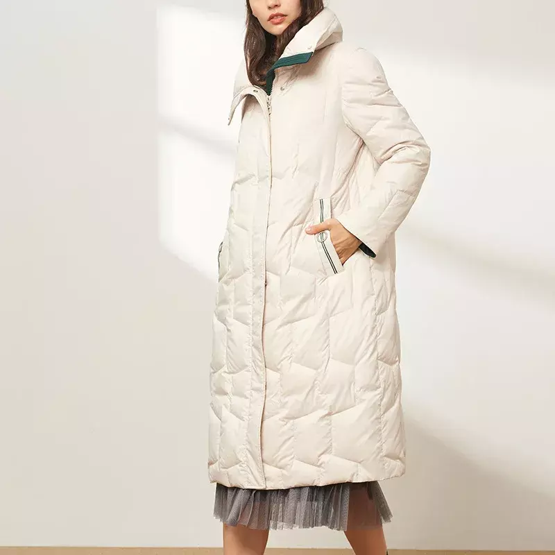 2022 neue Winter Frauen Weiße Ente Unten Puffer Jacken Mode Lässig Warme Winddicht Lange Mäntel
