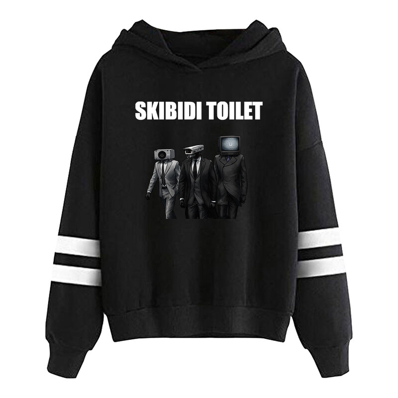 Skibidi-Hoodie unissex com manga de barras paralelas sem bolso, streetwear para mulheres e homens, moletom, roupas engraçadas do jogo, novo, 2023