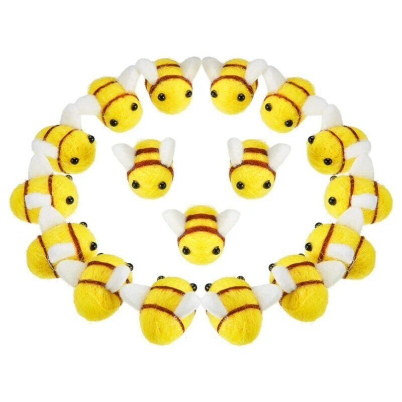 20 pçs kits artesanato abelha não tecido ornamento árvore bonito bumble abelha massa para casa decoração