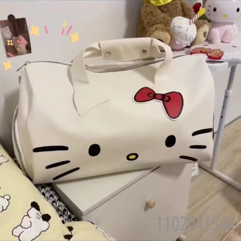 MINISO-Bolso de viaje de gran capacidad, bolsa de lona impermeable de Hello Kitty, de diseñador, de lujo, a la moda