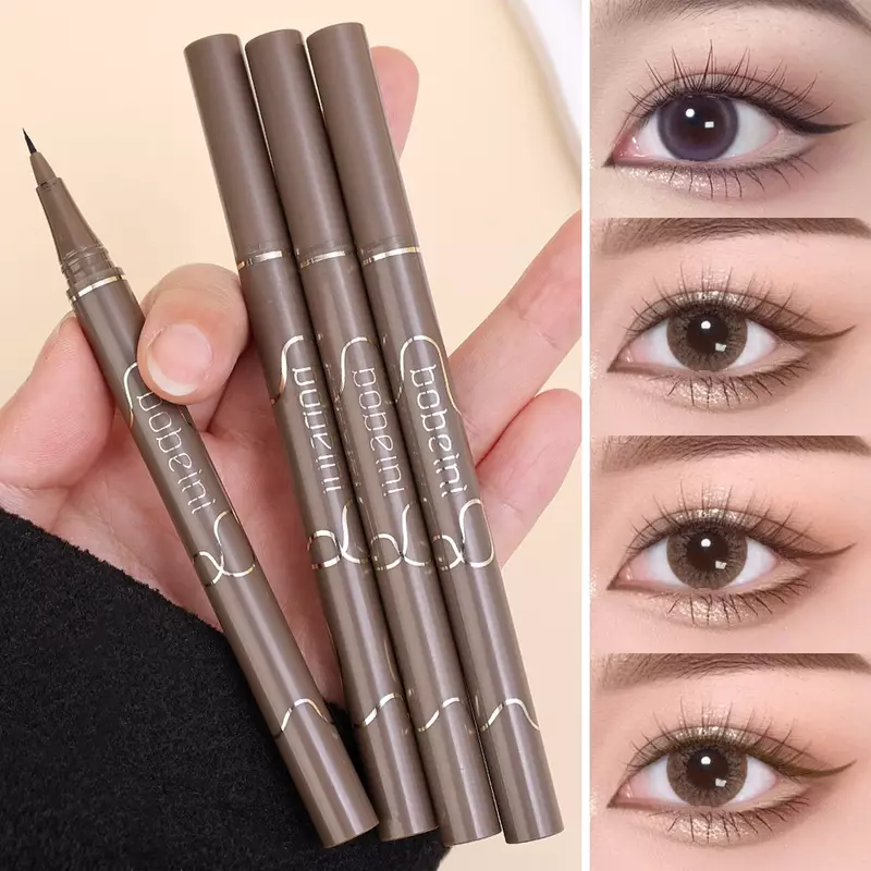 Wodoodporny szybkoschnący płynny Eyeliner długopis ultra-cienki matowy czarny brązowy trwały leżący jedwabnik Eyeliner ołówek uroda makijaż oczu