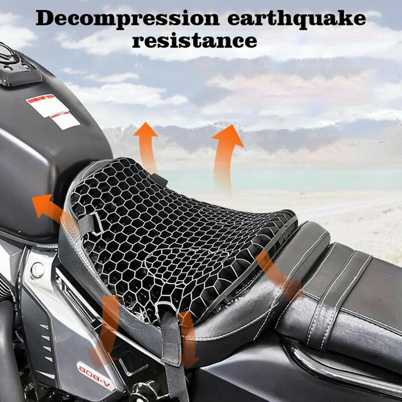Bantalan jok sepeda motor 3D, kain jaring nyaman sarang lebah otomatis, penutup dekompresi peredam guncangan, bantal pereda tekanan