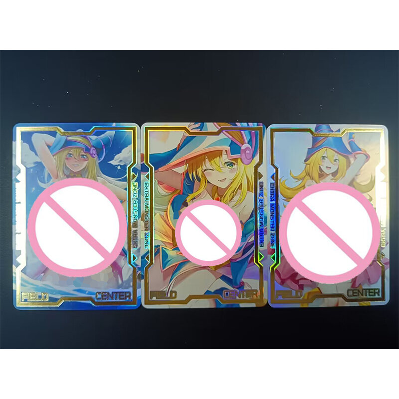 ¡Diy yu-gi-oh! Anime Black Magician Girl tarjeta de juego de colección de bronce casera, tarjeta Flash rara, regalo de cumpleaños para niños