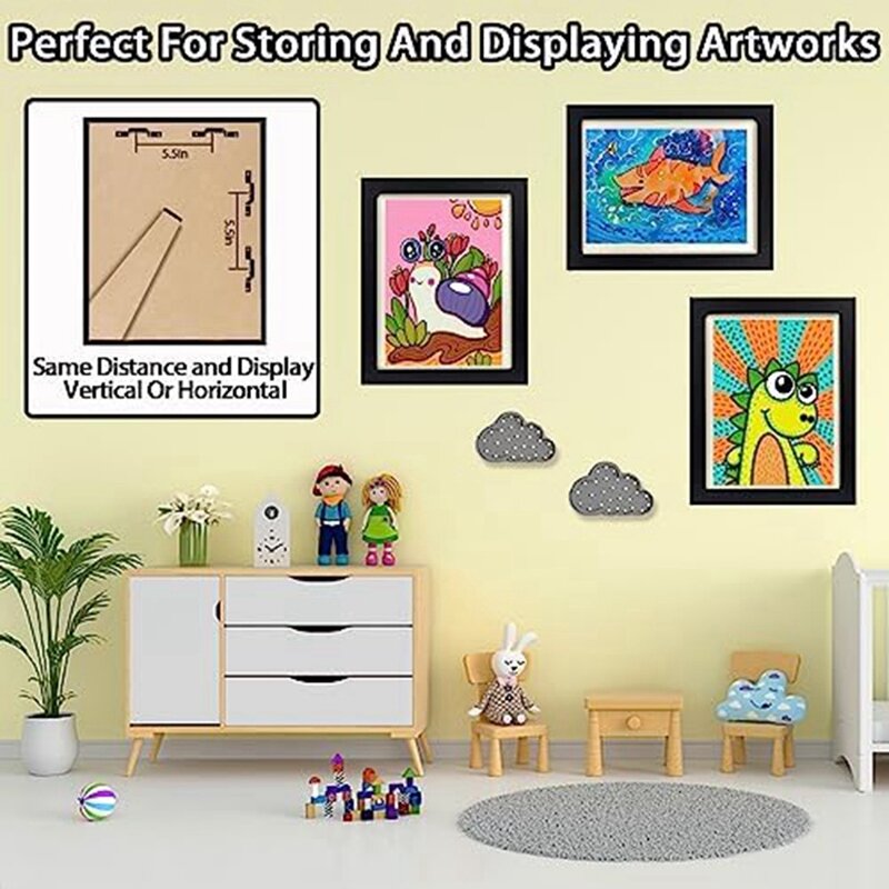 Abertura frontal mutável Artwork Frames para crianças, Horizontal e Vertical Art Display, 8.5x11, 1 pc