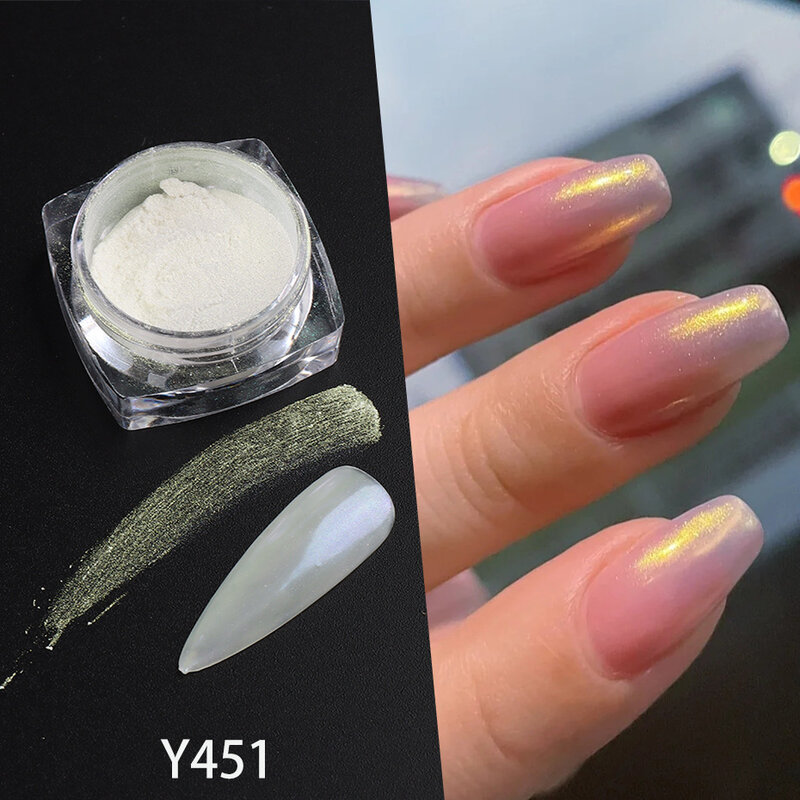 1 pudełko perłowy proszek do paznokci Shimmer tarcie pyłu masa perłowa Nail Art Aurora Pigment Chrome Glitter Paillette do Manicure