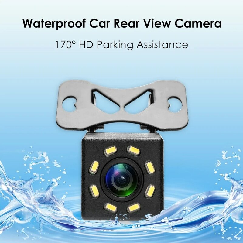 Câmera de Visão Traseira Do Carro, 170 Graus de Vídeo HD, Visão Noturna, Invertendo, Auto Estacionamento, CCD, Impermeável LED, Auto Backup Monitor