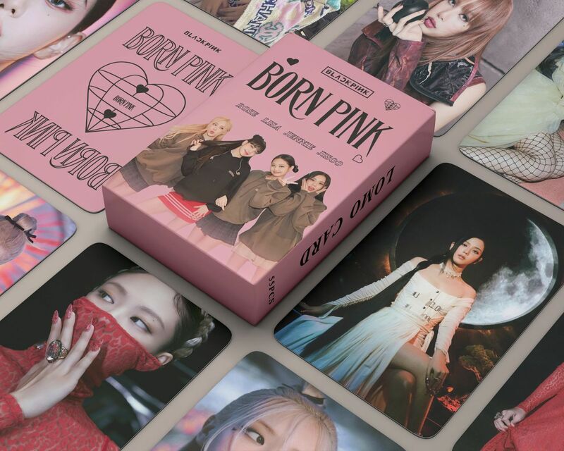 JISOO JENNIE LISA ROSE-Juego de tarjetas de fotos de álbum Kpop, color negro y rosa, colección de Fans, regalo, 55 Unidades