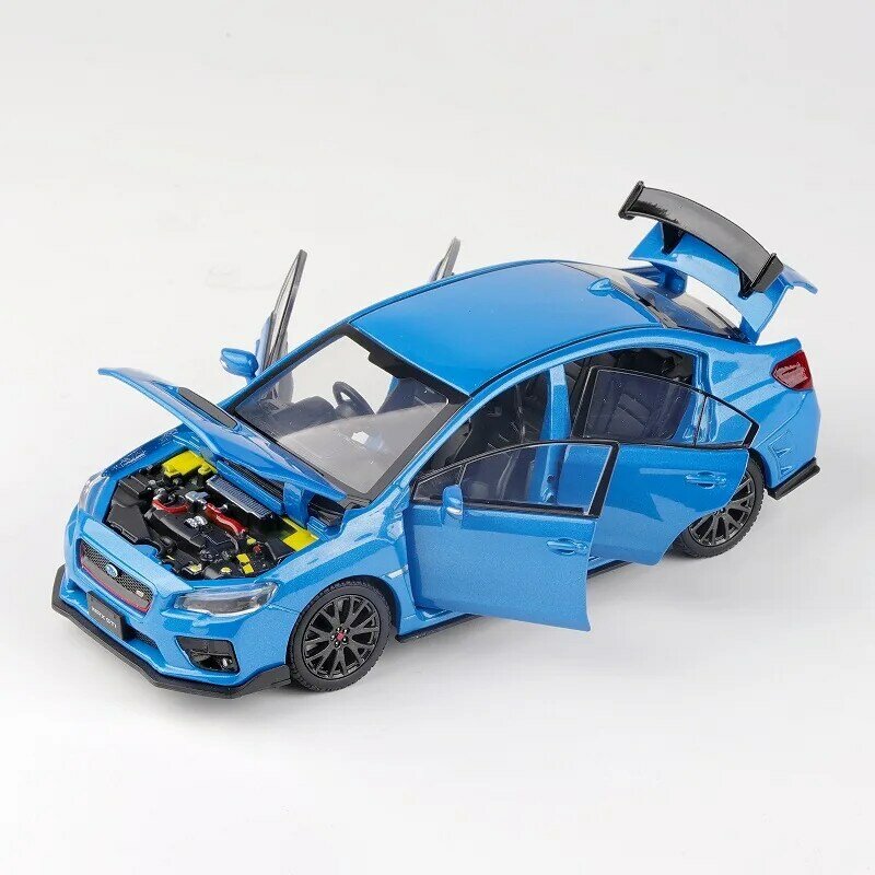 1/32 Subaru STI WRX S207 Toy Car Miniature Model JKM Diecast Alloy Racing Model Lighting Doors Openable Collection Gift For Boy