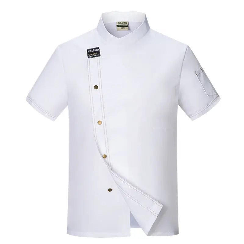 Koszula szefa męskie koszule kucharz z krótkim rękawem Unisex restauracja mundur kelnera piekarnicze