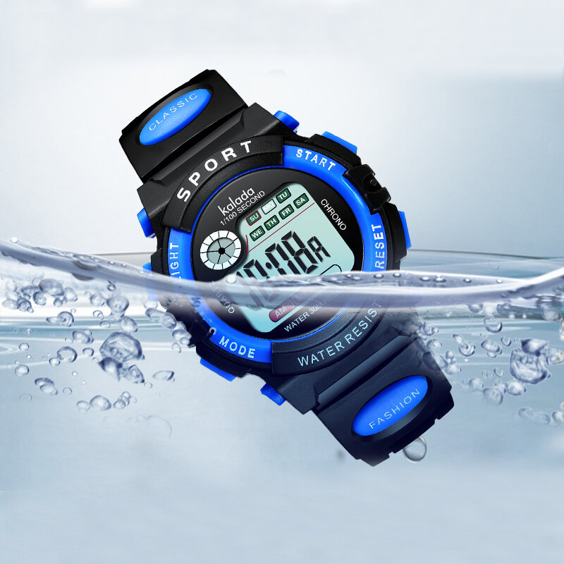 Relógio de pulso esportivo para crianças, relógio led digital à prova d'água com pulseira de silicone para crianças, estudantes, meninos e meninas