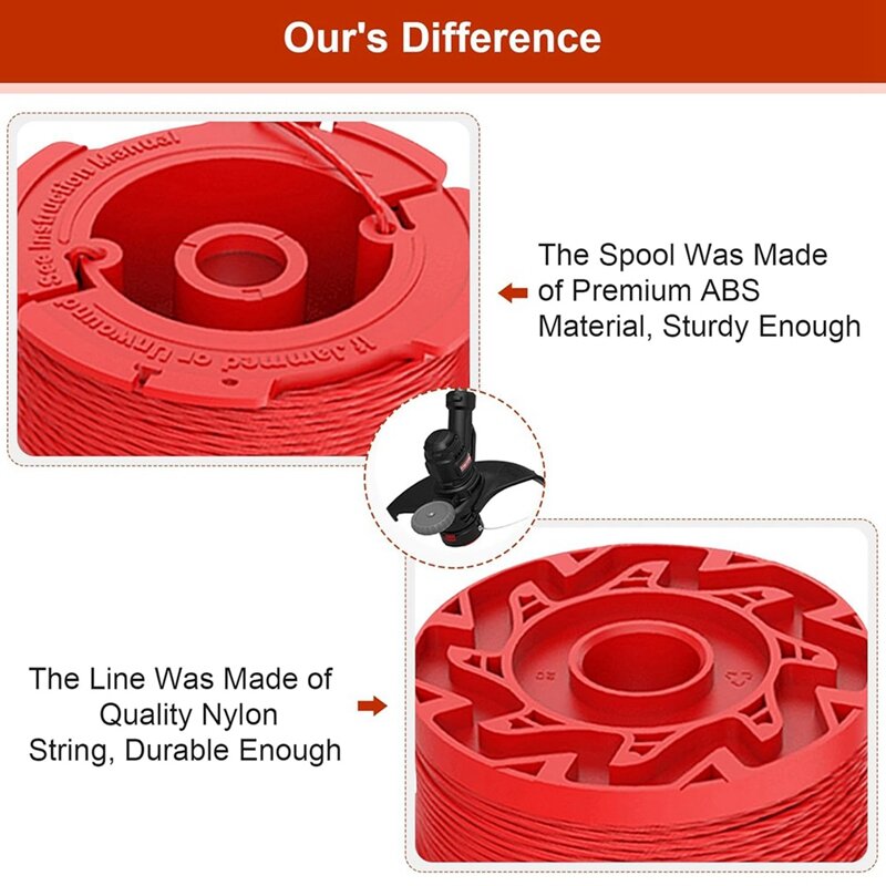 Bobina a 6 linee + 1 tappo + 1 molla Weedwacker stringhe rosse compatibili con i modelli artigiani: serie CMCST910