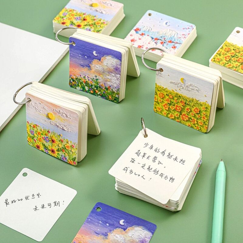 Thickened Student Stationery DIY Blank Loose Leaf Landscape Oil Painting Message Book Message Notes Memo Pad Note Paper