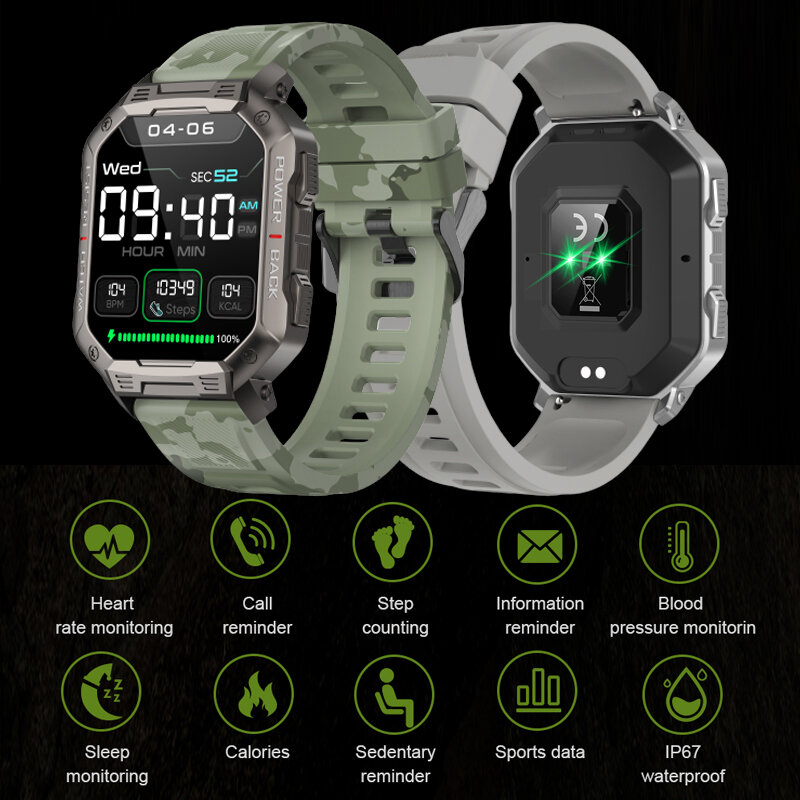 CanMixs Jam Tangan Pintar untuk Pria Panggilan Bluetooth 410Mah Jam Tangan Olahraga Jam Tangan Pintar Tahan Air untuk Telepon Android IOS Jam Tangan Digital
