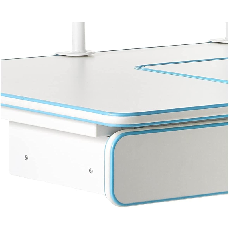 Meja tinggi dapat disesuaikan anak-anak seri DX DX2128-BL ApexDesk dengan rak buku dan laci terintegrasi, Meja biru