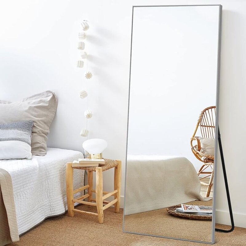 Full Length Spiegel Muur Gemonteerde Spiegel Vrijstaande Spiegel Met Een Standaard Spiegels Voor Slaapkamer Elegant Groot Lichaam Licht Op Glas