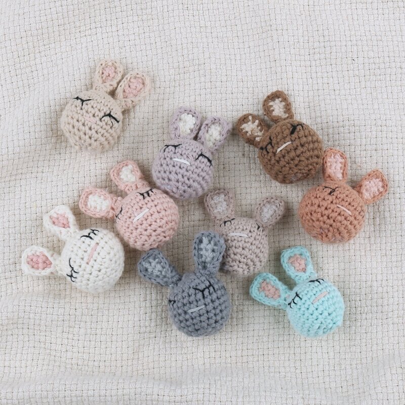Handmade Woolen Crochet Baby Pacifier Clips Accessories Knitted Loose Beads for Newborn Baby Nipple Holder Soother Dummy Clip
