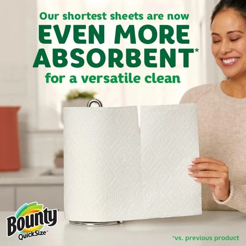 Bounty Quick-Size Paper Towels, White, 16 Family Rolls = 40 Regular Rolls