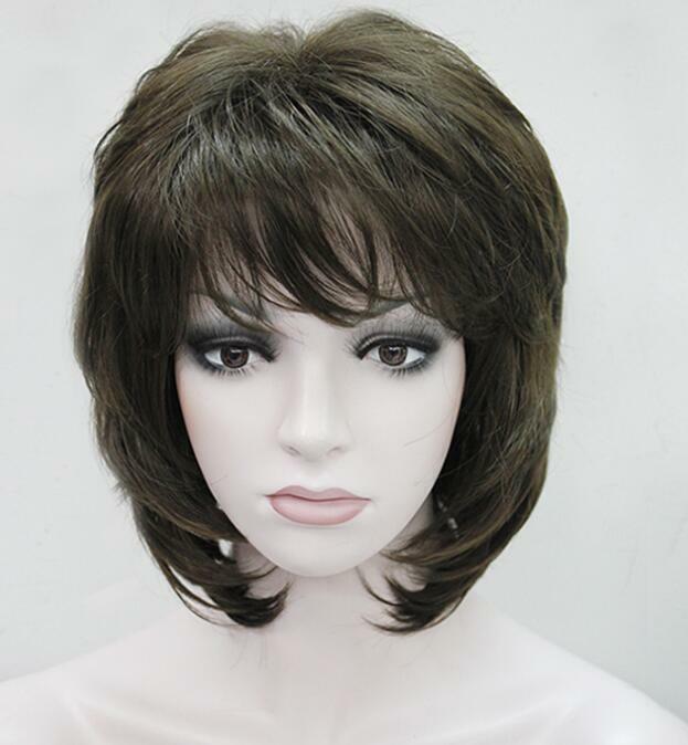 Peruca encaracolada marrom claro curto para mulheres, perucas diárias do cabelo das senhoras
