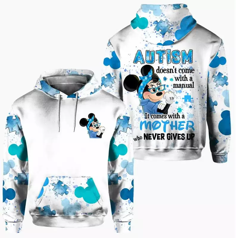 2024 Disney Autism Doesnt Come With A Manual Personalized Autism Awareness 3D All Over Printed Unisex Men Women Hoodie US Size