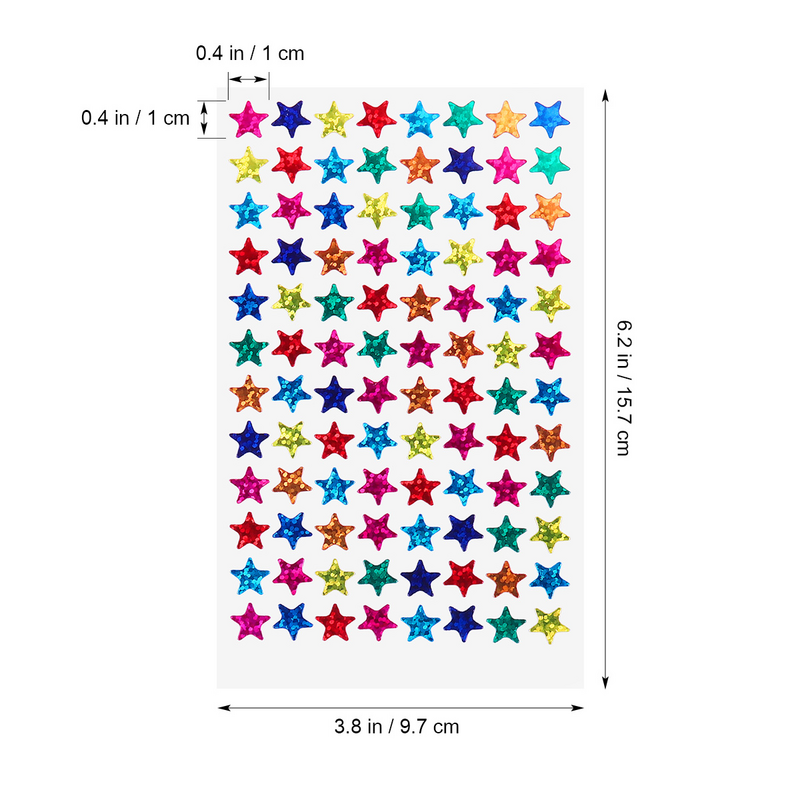 Stickers Star Shiny Sparkle Reward Kids Colored Stars Adhesive Bling Multicolor Self Glitter Metallic Teacher Crafts Labels