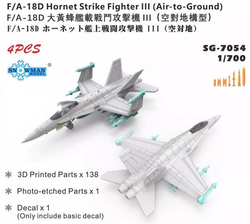 SNOWMAN SG-7054 1/700 F/A-18D Hornet Strike Fighterlll (Air-to-Ground) Model Kit